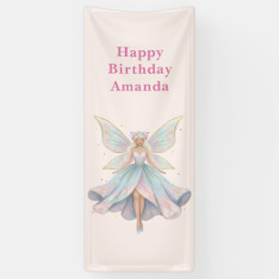 Magische engel fee pastelkleuren verjaardag spandoek