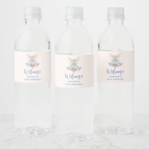 Magische engel fee pastelkleuren welkom waterfles etiket