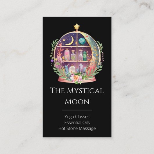 Magische Essential Oils Apothecary Yoga Crystals Visitekaartje (Voorkant)