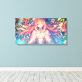 Magische Etherische Anime Meisje Canvas Afdruk (Insitu (Houten vloer))