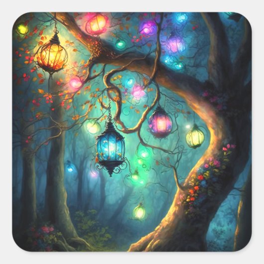 Magische fairy Enchanted Forest Fantasy Pixie Dust Vierkante Sticker (Voorkant)
