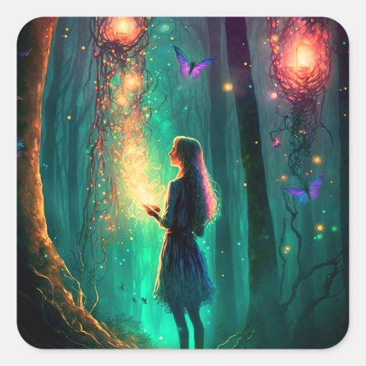 Magische fairy Enchanted Forest Fantasy Pixie Dust Vierkante Sticker (Voorkant)