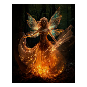 Magische Fairy Engel met Vleugels in Bos Pixie Perfect Poster