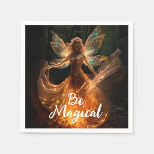 Magische Fairy Engel met Vleugels in Bos Pixie Servet
