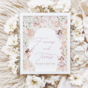 Magische Fairy Roze Meisjes Favors en Treats Teken Poster
