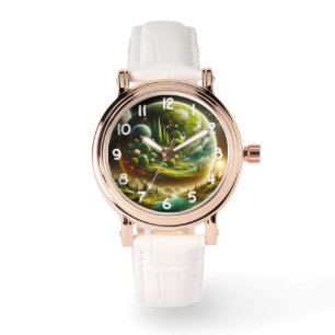 Magische fantasieplaneet met hemelse Natuur Horloge