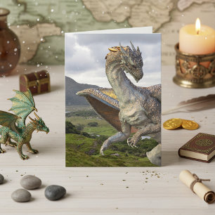 Magische Fantasy Bronzen Draak Kaart