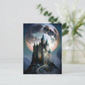 Magische Fantasy Castle Full Moon Briefkaart (Staand voorkant)