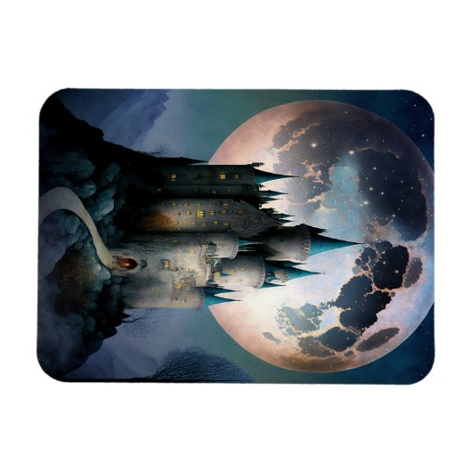 Magische Fantasy Castle Full Moon Magneet (Horizontaal)