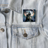 Magische Fantasy Castle Full Moon Vierkante Button 5,1 Cm (In situ)