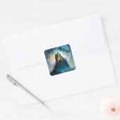Magische Fantasy Castle Square Sticker (Envelop)