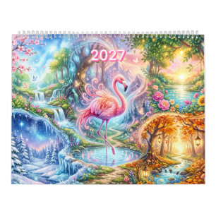 Magische Fantasy Flamingo Vier Seizoenen Droomland Kalender