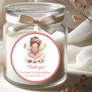 Magische Fee Blush Roze Bloemen Meisje Verjaardag Ronde Sticker