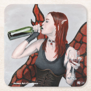 Magische fee Drink Wine Fantasy Paper Onderzetters