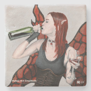Magische fee Drink Wine Fantasy Stone Onderzetter