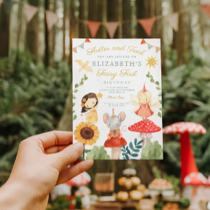 Magische Fee Eerste Verjaardag Paddestoel Woodland Kaart