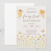 Magische fee eerste verjaardag uitnodiging (Voorkant / Achterkant)