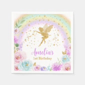 Magische fee regenboog verjaardag servetten (Voorkant)