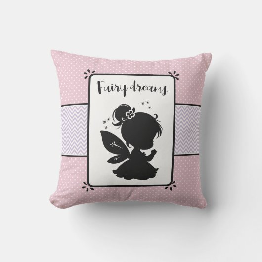 Magische Fee Silhouet: Roze Polka Dot Delight Kussen (Voorkant)
