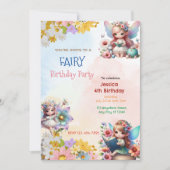 Magische Fee Tuin: Betoverde Verjaardag Uitnodigin Kaart (Voorkant)
