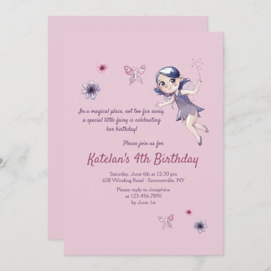 magische fee uitnodiging (Voorkant / Achterkant)