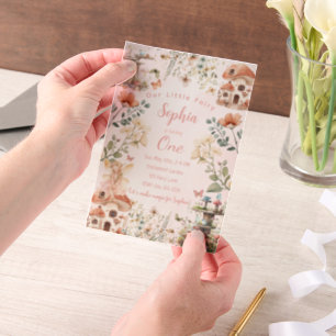 Magische feeëntuin: eerste verjaardag vellum uitnodigingen