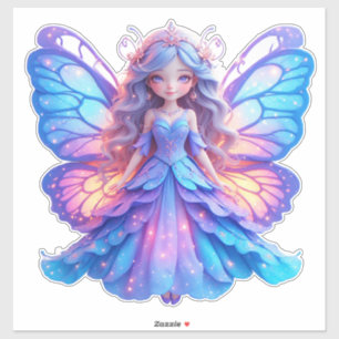 Magische Feeprinses met Glanzende Vlindervleugel Sticker