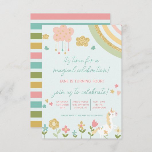 Magische feestdag, Unicorn, regenboogdag Kaart (Voorkant / Achterkant)