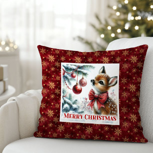 Magische feestelijke scène baby ree kerst kussen