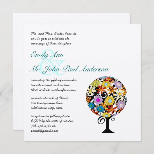 Magische Forest Circle of Love Wedding Invitations Kaart (Voorkant / Achterkant)