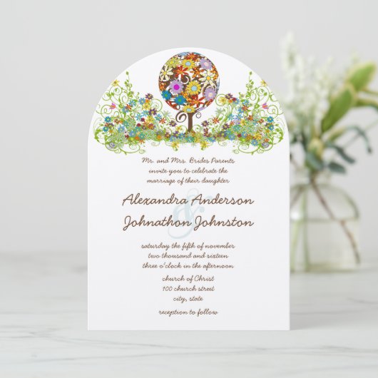 Magische Forest Circle of Love Wedding Invitations Kaart (Staand voorkant)