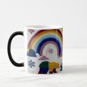 Magische Gebreide Regenboogbeer Winter Kleurverand Mok