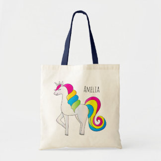 Magische geïllustreerde Cute Girl Rainbow Unicorn  Tote Bag