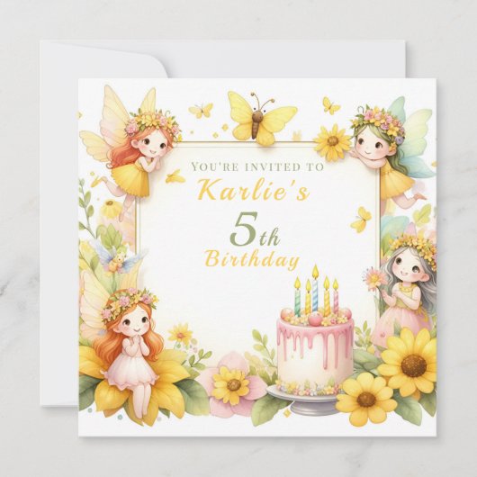 Magische gele Sprookjestuin - Verjaardag Kaart (Voorkant)