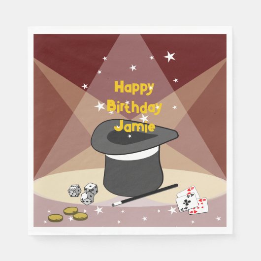 Magische Gelukkige Verjaardagsnaam Rood Servet (Voorkant)