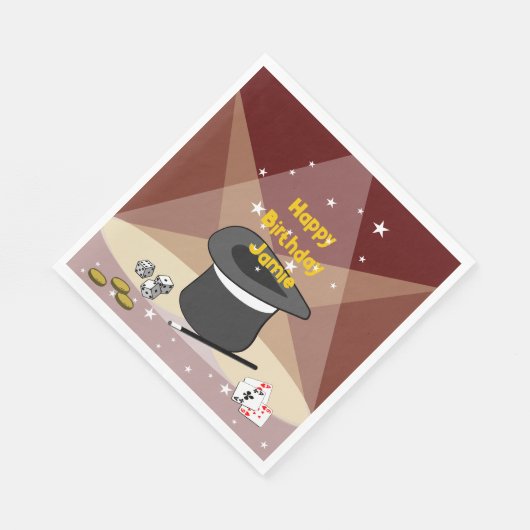 Magische Gelukkige Verjaardagsnaam Rood Servet (Hoek)