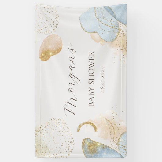 Magische Glitter Abstract Baby shower Monogram Spandoek (Verticaal)