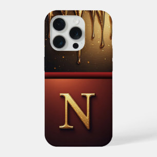 💎 Magische Glitter N Monogram Drip Luxe iPhone 15 Pro Hoesje
