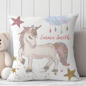 Magische Glitter Unicorn Stars Monogram Naam Kussen