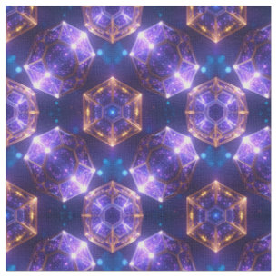 Magische gloeiende Paarse Crystal Gold Fabric Stof