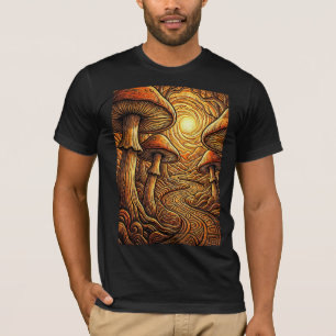Magische Gouden Paddenstoelen Surrealistisch Woudp T-shirt