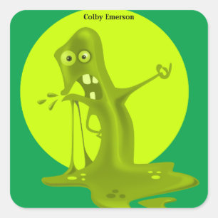 Magische groene slijm - Fun Slimy Science Monster Vierkante Sticker