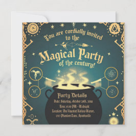 Magische Halloween Party Invitation Cauldron Desig Kaart