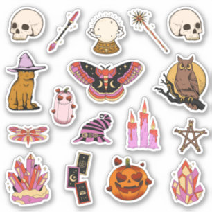 Magische Halloween Pumpkin Kat Sticker Pack