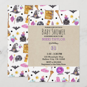 Magische Halloween-waterverf Griezige Baby Shower Kaart
