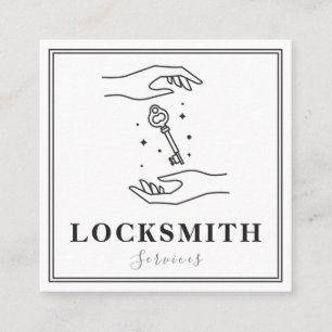 Magische handen & Key Locksmith Services Elegant Vierkante Visitekaartje