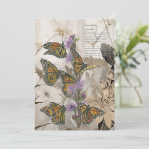 Magische handgeschilderde monarchvlinders feestdagenkaart
