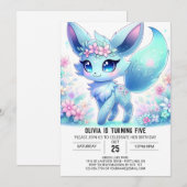 Magische Happy Fox digitale verjaardag Kaart (Voorkant / Achterkant)