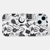 Magische heks grillige wiccan heidens zwart en wit Case-Mate iPhone case (Achterkant (horizontaal))