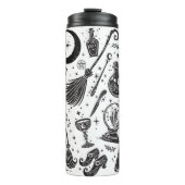 Magische heks grillige wiccan heidens zwart en wit thermosbeker (Voorkant)